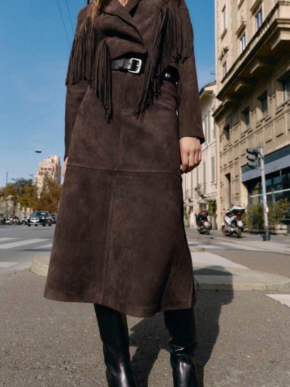 Zara Dark Brown Suede Skirt (faux)